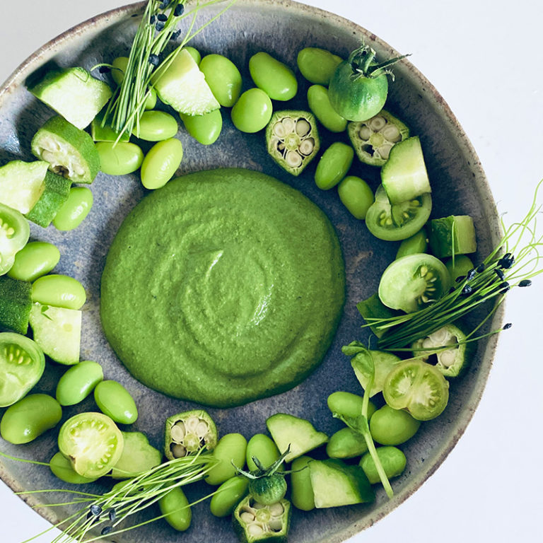 枝豆とモロヘイヤのドレッシングwithグリーンサラダ バイタミックス（Vitamix）