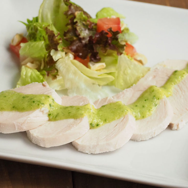 鶏ハムのバジルメロンソース バイタミックス（Vitamix）