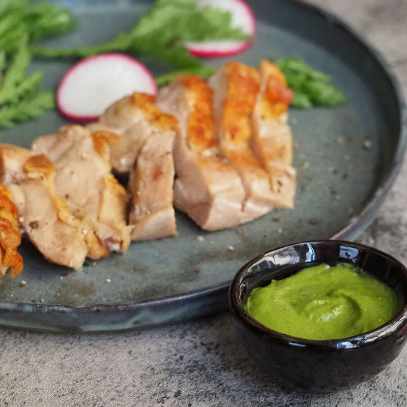 鶏肉の春菊ソース バイタミックス（Vitamix）